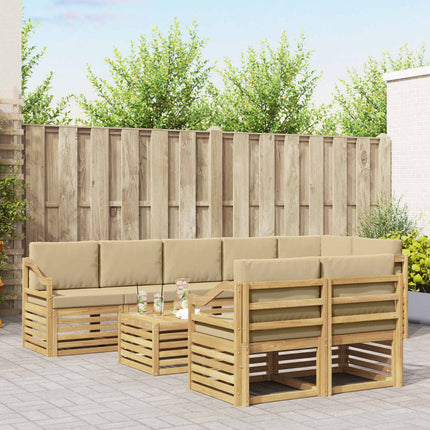 Utomhussoffset 9 pcs Vit och Beige 59 x 59 x 37 cm Polyester