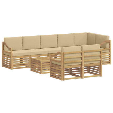Utomhussoffset 9 pcs Vit och Beige 59 x 59 x 37 cm Polyester