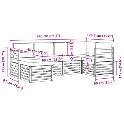 Utomhussoffset 6 pcs Vit och antracit Polyester
