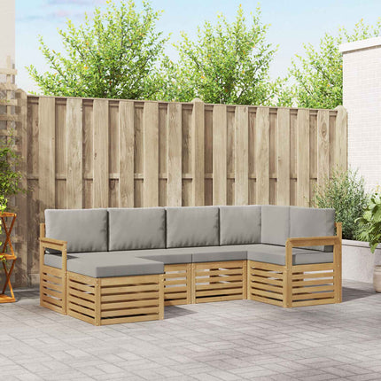 Utomhussoffset 6 pcs Vit och ljusgrå 247 x 128,5 x 73 cm