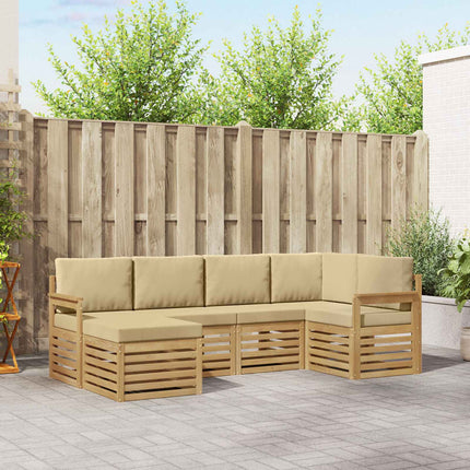 Utomhussoffset 6 pcs Vit och Beige 247 x 128,5 x 73 cm