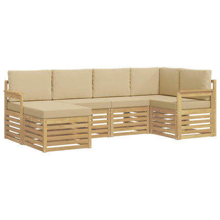 Utomhussoffset 6 pcs Vit och Beige 247 x 128,5 x 73 cm