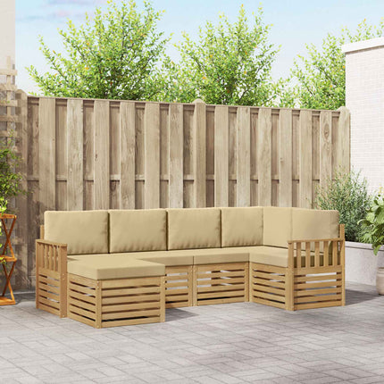 Utomhussoffset 6 pcs Vit och Beige 247 x 128,5 x 73 cm
