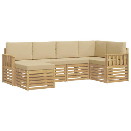 Utomhussoffset 6 st Vit och Beige Polyester