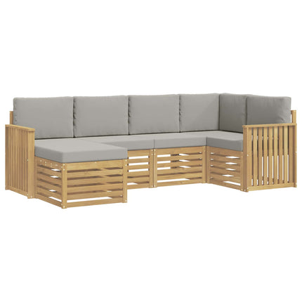 Utomhussoffset 6 pcs Vit och ljusgrå Polyester
