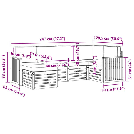 Utomhussoffset 6 pcs Vit och antracit Polyester