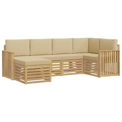 Utomhussoffset 6 pcs Vit och Beige Polyester