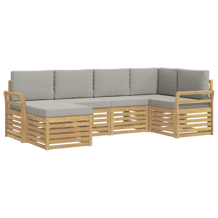 Utomhussoffset 6 pcs Vit och ljusgrå Polyester