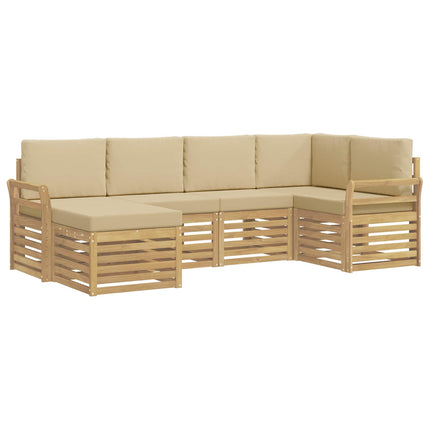 Utomhussoffset 6 pcs Vit och Beige Polyester