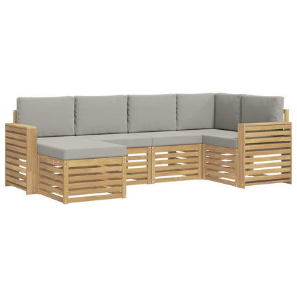 Utomhussoffset 6 pcs Vit och ljusgrå Polyester