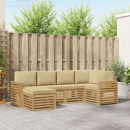 Utomhussoffset 6 pcs Vit och Beige Polyester