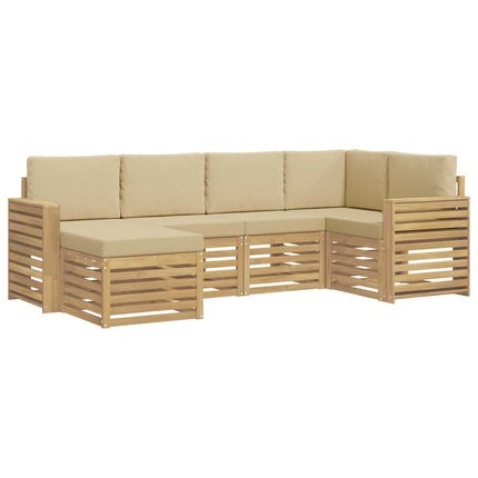 Utomhussoffset 6 pcs Vit och Beige Polyester