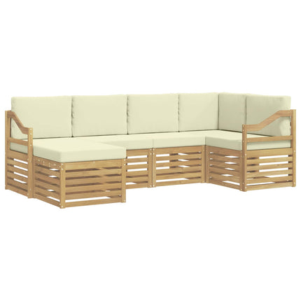 Utomhussoffset 6 pcs Vit och grädde Polyester