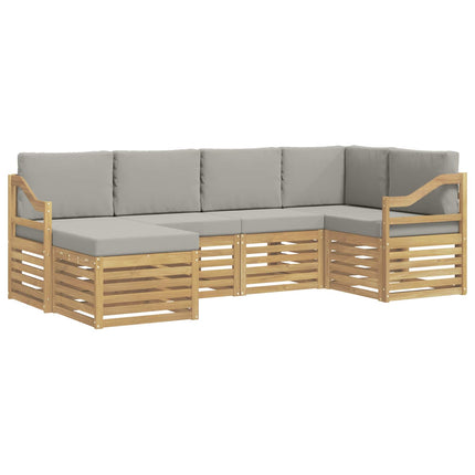 Utomhussoffset 6 pcs Vit och ljusgrå Polyester