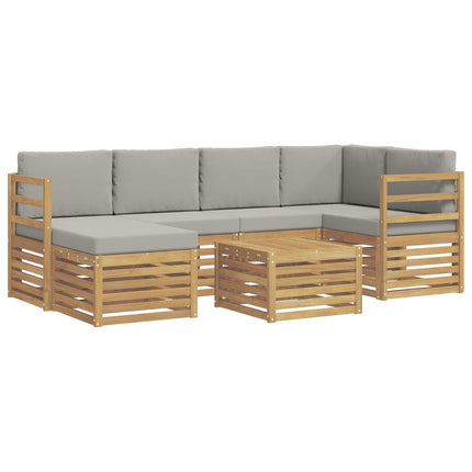 Utomhussoffset 7 pcs Vit och ljusgrå Polyester
