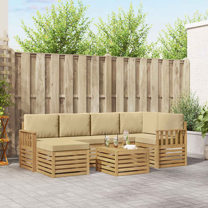 Utomhussoffset 7 pcs Vit och Beige 59 x 59 x 37 cm Polyester
