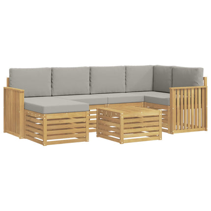 Utomhussoffset 7 pcs Vit och ljusgrå Polyester
