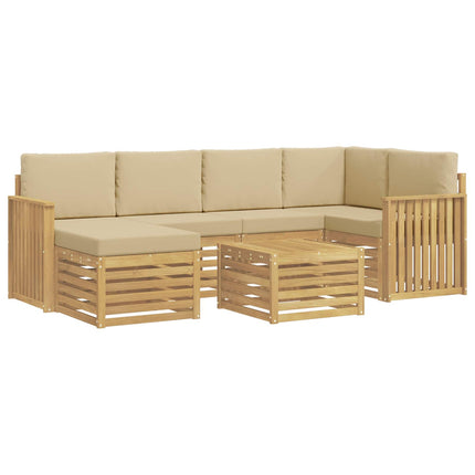 Utomhussoffset 7 pcs Vit och Beige Polyester