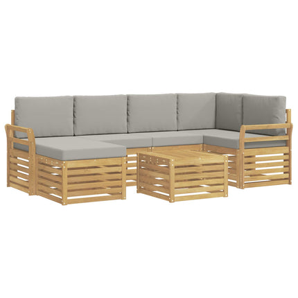 Utomhussoffset 7 pcs Vit och ljusgrå Polyester