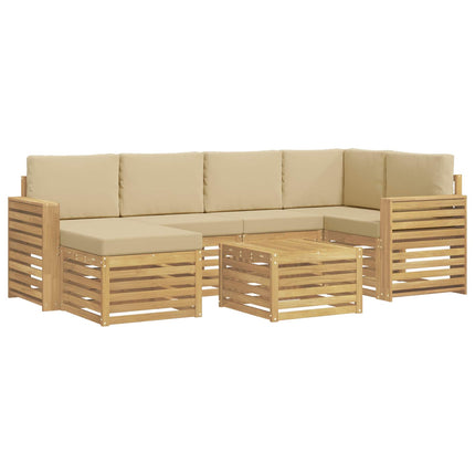 Utomhussoffset 7 pcs Vit och Beige Polyester