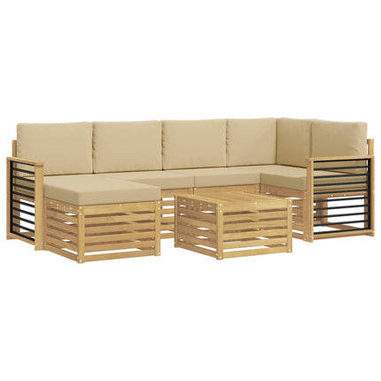 Utomhussoffset 7 pcs Vit och Beige Polyester