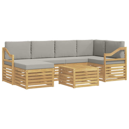 Utomhussoffset 7 pcs Vit och ljusgrå Polyester