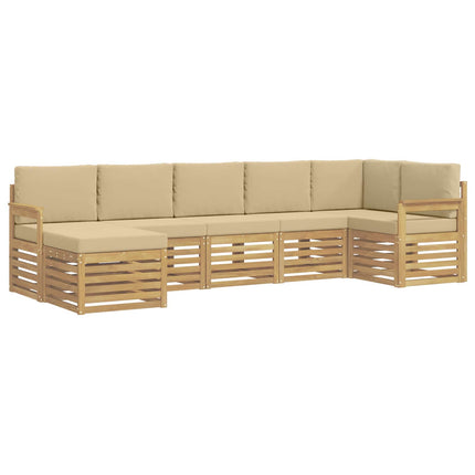 Utomhussoffset 6 st Vit och beige Polyester