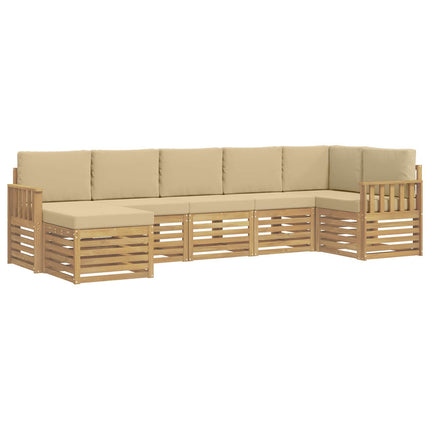 Utomhussoffset 6 pcs Vit och beige 306 x 128,5 x 73 cm