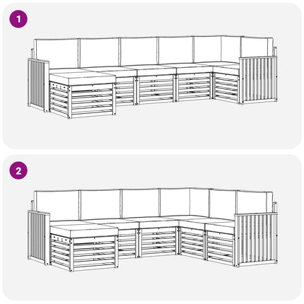 Utomhussoffset 7 pcs Vit och Beige