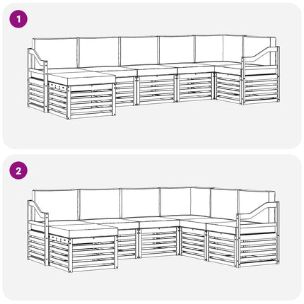 Utomhussoffset 7 pcs Vit och ljusgrå