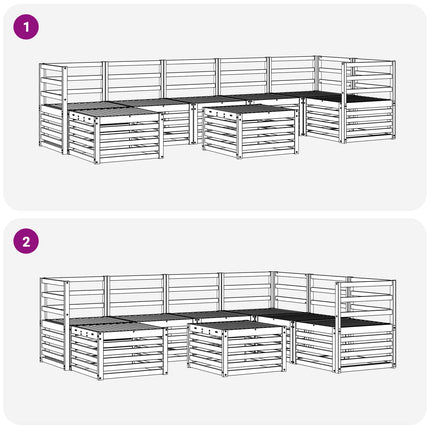 Utomhussoffset 8 pcs Vit 59 x 59 x 37 cm Massivt Akaciaträ