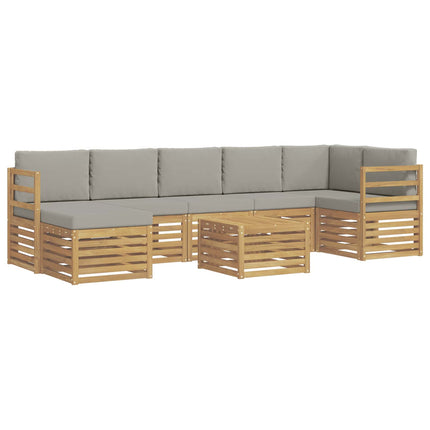 Utomhussoffset 8 pcs Vit och ljusgrå 59 x 59 x 37 cm Polyester