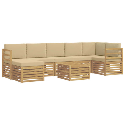 Utomhussoffset 8 st Vit och Beige Polyester