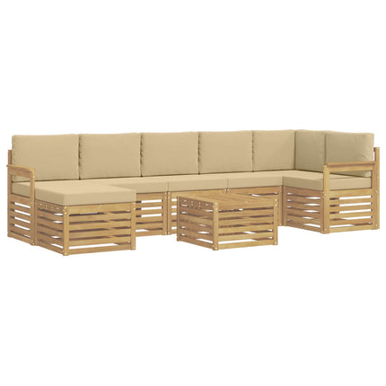 Utomhussoffset 7 pcs Vit och beige 59 x 59 x 37 cm Polyester
