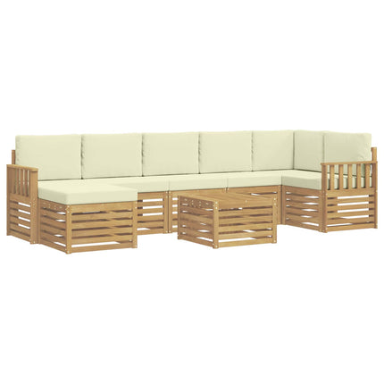 Utomhussoffset 8 pcs Vit och grädde 59 x 59 x 37 cm Polyester