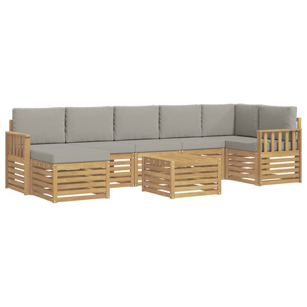 Utomhussoffset 7 pcs Vit och Ljusgrå 59 x 59 x 37 cm Polyester