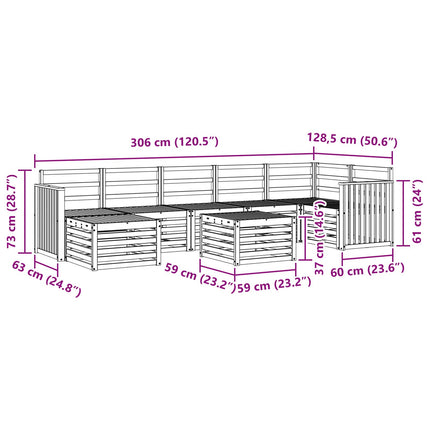 Utomhussoffset 8 pcs Vit 59 x 59 x 37 cm Massivt Akaciaträ