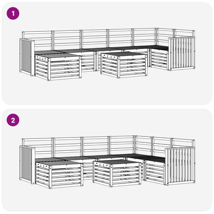 Utomhussoffset 8 pcs Vit 59 x 59 x 37 cm Massivt Akaciaträ