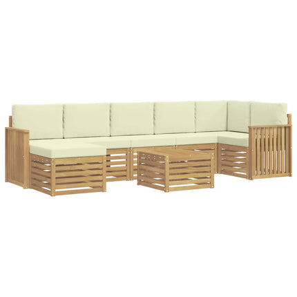 Utomhussoffset 8 pcs Vit och grädde 59 x 59 x 37 cm Polyester