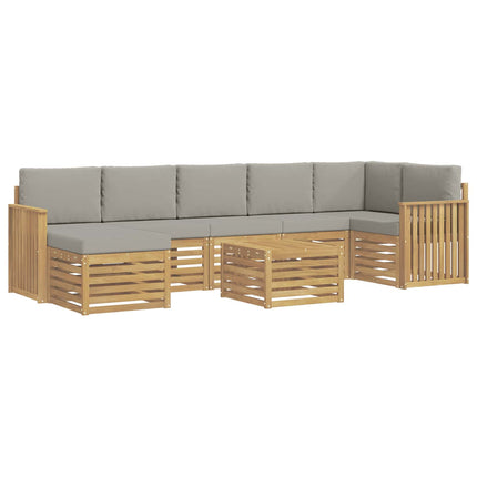 Utomhussoffset 8 pcs Vit och ljusgrå 59 x 59 x 37 cm Polyester