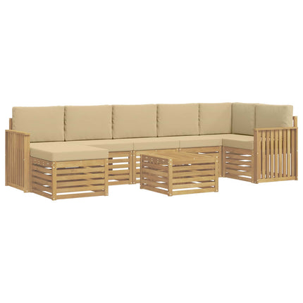Utomhussoffset 8 pcs Vit och Beige 59 x 59 x 37 cm Polyester