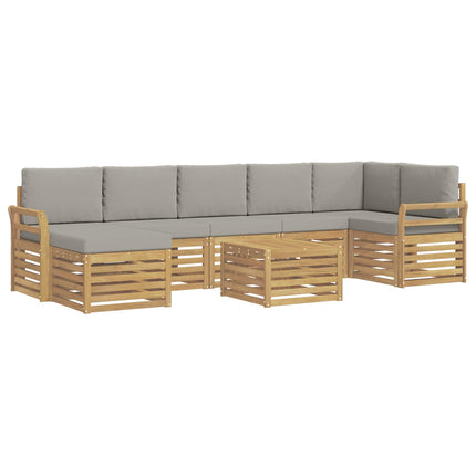 Utomhussoffset 8 pcs Vit och ljusgrå 59 x 59 x 37 cm Polyester