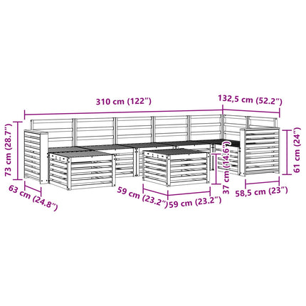 Utomhussoffset 8 pcs Vit 59 x 59 x 37 cm Massivt Akaciaträ