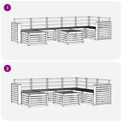 Utomhussoffset 8 pcs Vit 59 x 59 x 37 cm Massivt Akaciaträ