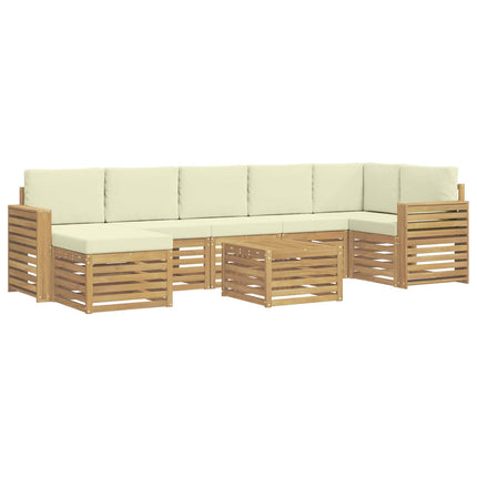 Utomhussoffset 8 pcs Vit och grädde 59 x 59 x 37 cm Polyester