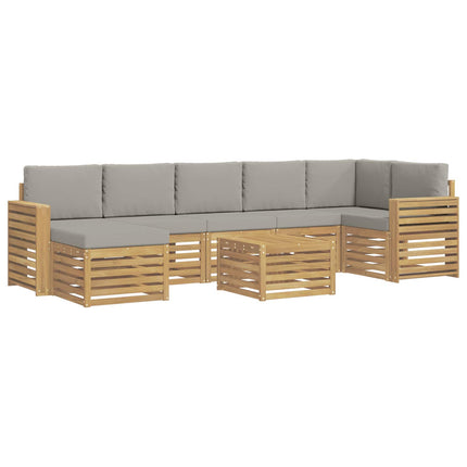 Utomhussoffset 8 pcs Vit och ljusgrå 59 x 59 x 37 cm Polyester