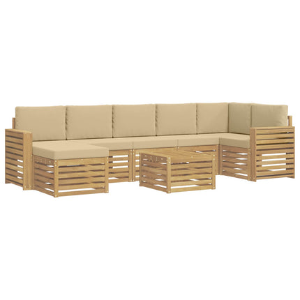 Utomhussoffset 8 pcs Vit och Beige 59 x 59 x 37 cm Polyester