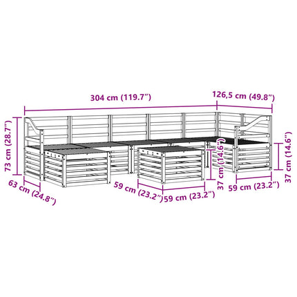 Utomhussoffset 8 pcs Vit 59 x 59 x 37 cm Massivt Akaciaträ