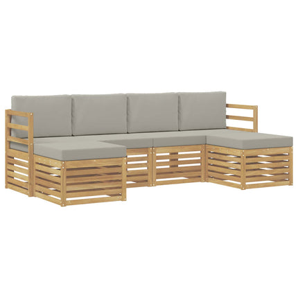 Soffgrupper 6 pcs Vit och ljusgrå 245 x 122,5 x 73 cm Polyester
