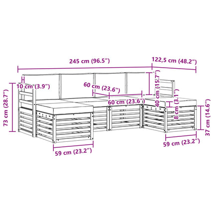 Soffgrupper 6 pcs Vit och antracit 245 x 122,5 x 73 cm